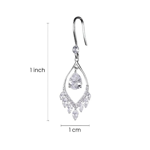 925 Sterling Silver Teardrop CZ Dangle Earrings for Women | Elegant Marquise-Cut Accents with Halo Drop Design | Luxury Wedding & Party Jewellery