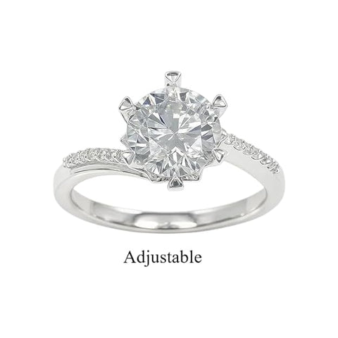 BRIA BY SAAR 925 Sterling Silver Adjustable Solitaire Finger Ring for Women and Girls | Elegant Side-Stone Accents | Resizable Cubic Zirconia Promise Ring | Hypoallergenic and Skin-Friendly