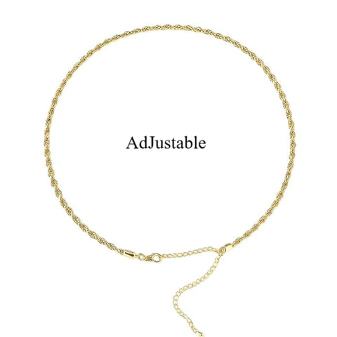 BRIA BY SAAR 925 Sterling Silver Gold-Plated Rope Chain Necklace for Women & Girls | 18K Yellow Gold Finish Trendy Twisted Link Chain | Minimalist Daily Wear Fine Jewellery | Adjustable Length