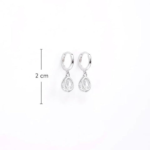 BRIA BY SAAR 925 Sterling Silver Hoop Earrings for Women | Elegant Teardrop Crystal Dangle Design | Classic Lightweight Jewellery for Daily Wear, Parties & Gifting