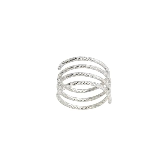 BRIA BY SAAR 925 Sterling Silver Multi-Layer Spiral Ring | Adjustable Minimalist Band | Elegant Fine Jewellery Gift for Women & Girls