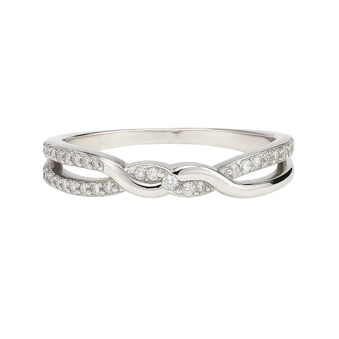 BRIA BY SAAR 925 Sterling Silver Knot Ring with Cubic Zirconia | Elegant Intertwined Design Finger Ring Gift for Wife, Girlfriend, Mother & Sister