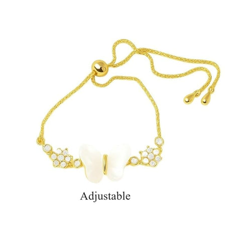 BRIA BY SAAR 925 Sterling Silver Gold-Plated Butterfly & Floral Charm Bracelet for Women & Girls | Elegant Delicate Wrist Jewellery for Ethnic & Western Wear
