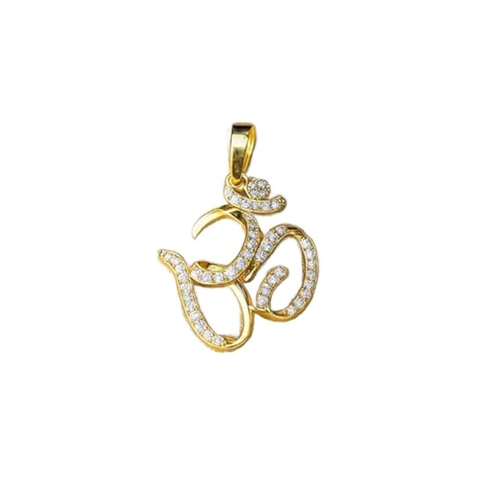 BRIA BY SAAR 925 Sterling Silver Gold-Plated Om Pendant for Men & Women | Lightweight Spiritual Jewellery | Sacred Symbol of Peace & Positivity | (Pendant Only)