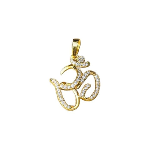 BRIA BY SAAR 925 Sterling Silver Gold-Plated Om Pendant for Men & Women | Lightweight Spiritual Jewellery | Sacred Symbol of Peace & Positivity | (Pendant Only)