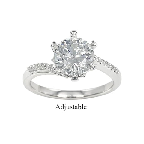 BRIA BY SAAR 925 Sterling Silver Solitaire Ring for Women & Girls | Elegant Adjustable Finger Ring with Brilliant Round Cut Stone & Carved Band