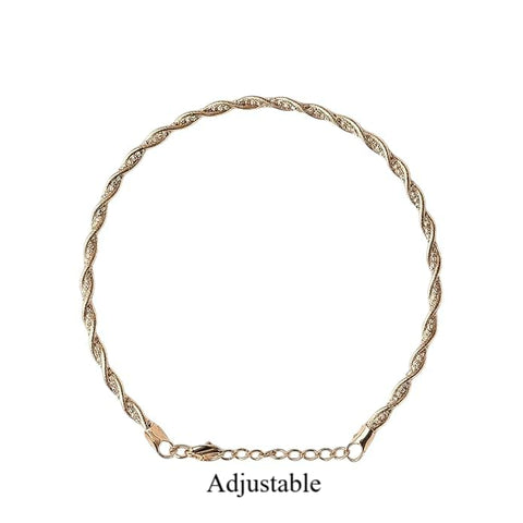 BRIA BY SAAR Jewellers Triple-Tone Twisted Chain 925 Silver Anklet, Pair | Silver, Rose Gold and Gold Plated | Gift for Women & Girls (Pack Of 2 Pair)