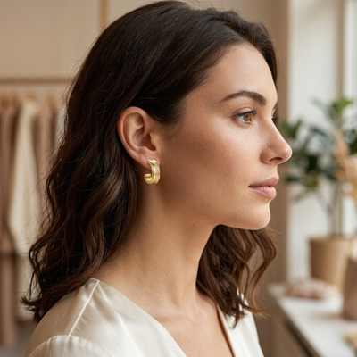 Copper Gold-Plated Cubic Zirconia Stud Earrings For Women & Girls | Premium Glossy Finish Anti-Tarnish Earrings | Stylish Daily Wear Fashion Jewellery For Party, Casual & Gifting ( Pair of 1 )