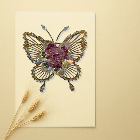 Exquisite Floral Butterfly Brooch – Silver-Tone with Cubic Zirconia