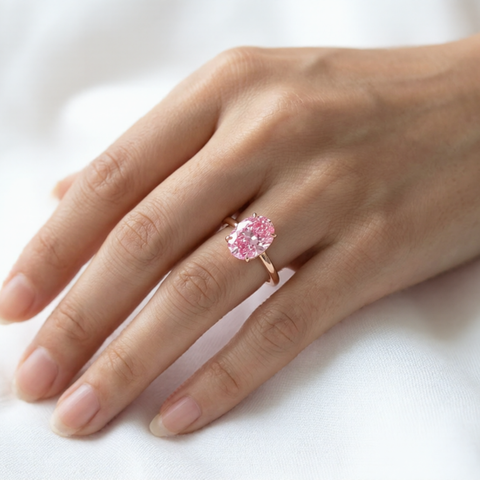 Luxury 1.33 Carat Oval Cut Pink Moissanite Loose Stone 6x8mm | VVS1 Clarity Certified by GRA | Brilliant Sparkle Diamond Alternative Gemstone for Custom Rings, Pendants, Earrings & Fine Jewelry Men & Women (Loose Stone Only)