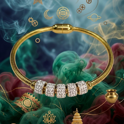 Bria By Saar Stainless Steel Golden Adjustable Gold Plated Kada Bracelet With Greek Key Pattern For Women | Premium Anti-Tarnish Open Cuff Bracelet | Stylish Daily Wear Fashion Jewellery