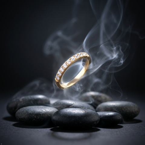 Bria By Saar Stainless Steel Golden Cubic Zirconia Gold-Plated Ring For Men & Women | Premium Crystal Studded Fashion Band | Anti-Tarnish Stylish Daily Wear Jewellery Gift | (Size- 7)