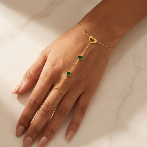 Bria By Saar 18K Gold Hathphool For Women & Girls | Premium Glossy Finish Anti-Tarnish Hand Bracelet Jewellery | Elegant Traditional & Contemporary Fashion Accessory For Party, Wedding, Festive & Gifting