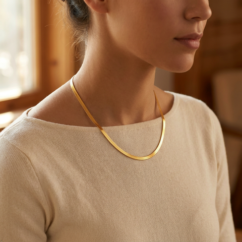 Bria By Saar Stainless Steel Snake Chain Necklace For Men & Women | Minimal Stylish Unisex Jewellery