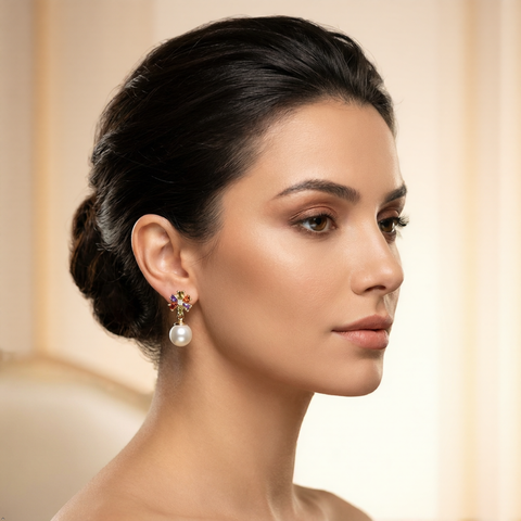 Bria By Saar Copper Gold-Plated Cubic Zirconia Hoop Earrings For Women & Girls | Adjustable Anti-Tarnish Stylish Hoop Earrings | Lightweight Daily Wear Fashion Jewellery For Party & Gifting
