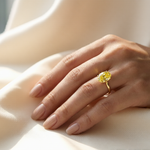 Luxury 1.31 Carat Oval Cut Moissanite Loose Stone 6x8mm – Golden Yellow Color VVS1 Clarity with GRA Certificate | Brilliant Cut Certified Moissanite Gemstone for Rings, Pendants, Earrings & Custom Jewelry | Men & Women