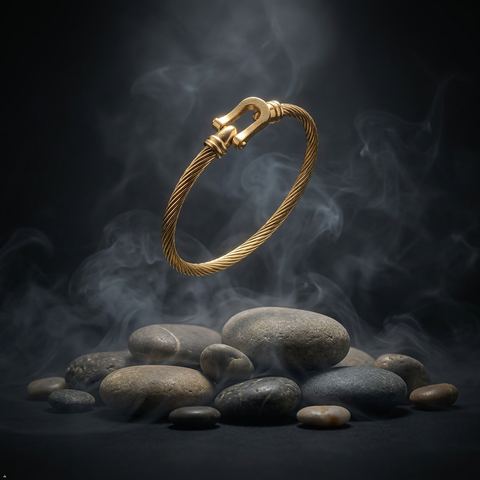 Bria By Saar Stainless Steel Golden Adjustable Gold Plated Kada Bracelet With Greek Key Pattern For Women | Premium Anti-Tarnish Open Cuff Bracelet | Stylish Daily Wear Fashion Jewellery