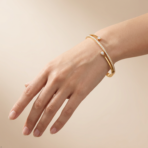 Bria By Saar Stainless Steel Golden Adjustable Gold Plated Kada Bracelet With Greek Key Pattern For Women | Premium Anti-Tarnish Open Cuff Bracelet | Stylish Daily Wear Fashion Jewellery