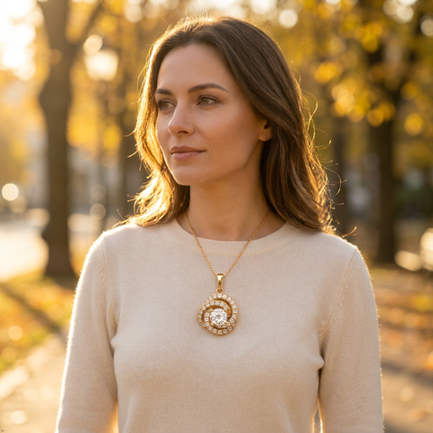 Bria By Saar Copper Gold-Plated Crystal Bloom Pendant For Women & Girls | Adjustable Floral Pendant Necklace | Anti-Tarnish Stylish Daily Wear Fashion Jewellery & Special Occasions