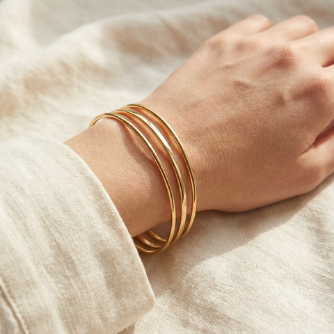 Bria By Saar 18K Gold Minimal Charm Bracelet For Women & Girls | Premium Glossy Finish Anti-Tarnish Bracelet | Stylish Daily Wear Fashion Jewellery For Party, Casual & Gifting (Set of 3)