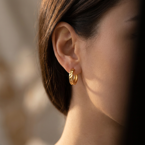 Bria By Saar 18K Gold Plated Cubic Zirconia Stud Earrings For Women & Girls | Premium Glossy Finish Anti-Tarnish Earrings | Stylish Daily Wear Fashion Jewellery For Party, Casual & Gifting (Pair)