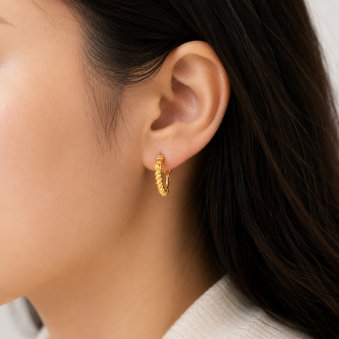 Bria By Saar 18K Gold Plated Cubic Zirconia Stud Earrings For Women & Girls | Premium Glossy Finish Anti-Tarnish Earrings | Stylish Daily Wear Fashion Jewellery For Party, Casual & Gifting (Pair)