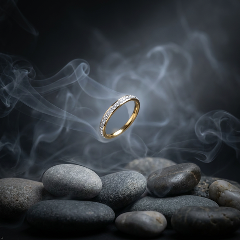 Bria By Saar Stainless Steel Golden Adjustable Gold-Plated Ring With Zircon For Women & Girls | Elegant Anti-Tarnish Statement Finger Ring | Lightweight Daily Wear Fashion Jewellery | (Size- 9)