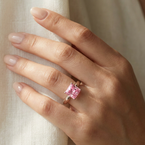 Luxury 1.62 Carat Pink Moissanite Loose Stone 6.5x6.5mm Princess Cut | GRA Certified VVS1 Clarity Pink Moissanite Gemstone | Brilliant Diamond Alternative for Rings, Pendants, Earrings & Custom Jewelry Men & Women (Stone Only)