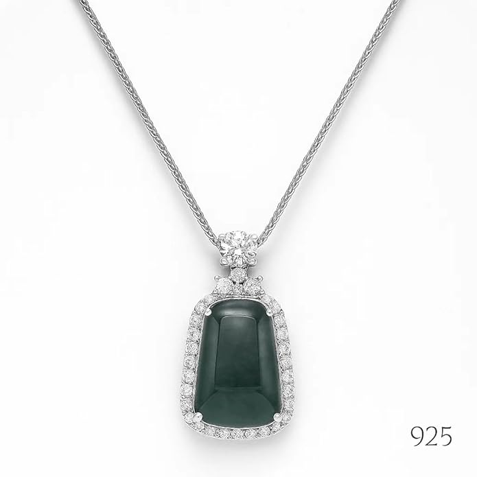 BRIA BY SAAR 925 Silver Jewellery Elegant Silver Pendant Necklace with Green Stone – Timeless Statement Jewelry for Women & Girls – Ideal for All Occasions