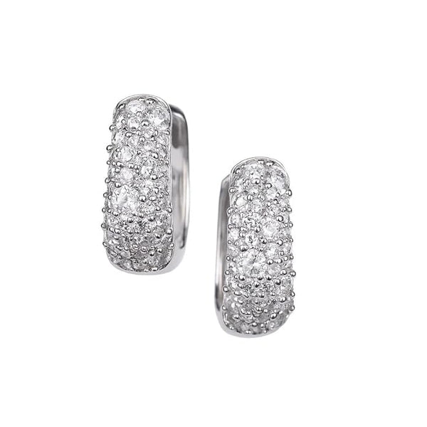 925 Sterling Silver Huggie Hoop Earrings for Women | Sparkling Pavé CZ Stone Encrusted Small Hoops | Elegant Minimalist Daily & Party Wear Fine Jewellery | Hypoallergenic(pair of 1)