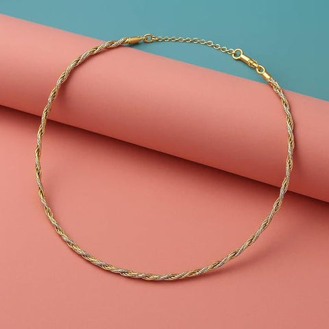 BRIA BY SAAR 925 Sterling Silver Gold-Plated Twisted Rope Necklace Chain for Women | Elegant Lightweight Daily Fine Jewellery | Versatile Layering Chain for Parties & Gifting