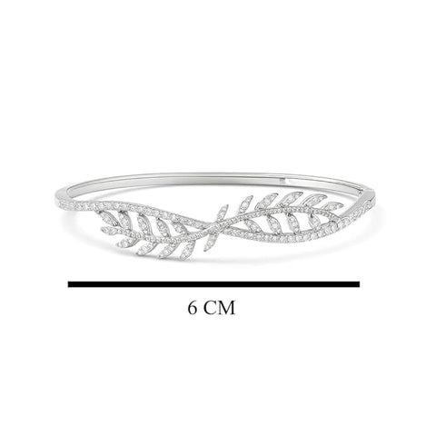 925 Silver Jewellery Elegant Leaf Vine Bangle For Women & Girls | Sparkling Cubic Zirconia Accents | Stylish Non-Tarnish Pure Silver Wristwear | Modern Luxury Everyday Accessory Ask questions and search reviews