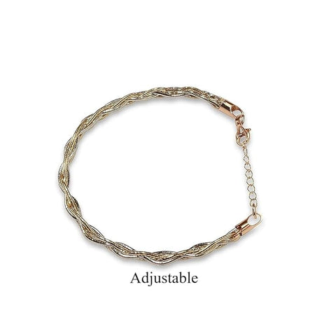 BRIA BY SAAR 925 Sterling Silver Adjustable Twisted Rope Bracelet for Women and Girls | Dual-Tone Rose Gold and Silver Finish | Elegant Handcrafted Minimalist Jewellery | Skin-Friendly Daily Wear Gift