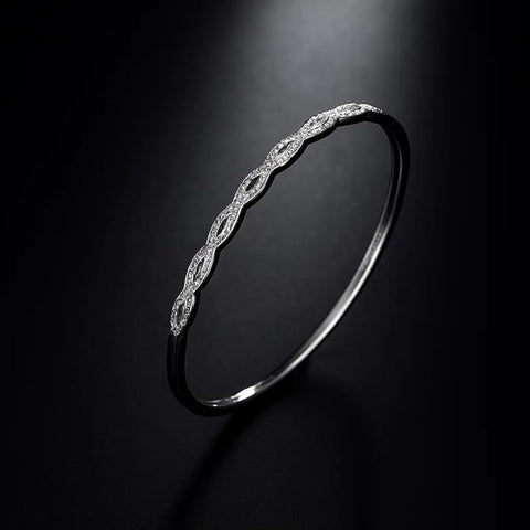 925 Silver Jewellery Luxury Marquise-Cut Zircon Bangle for Women & Girls | Elegant Sparkling Silver Wristwear | Non-Tarnish Party Accessory | Perfect for Anniversaries, Birthdays & Special Occasions