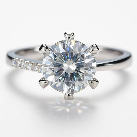 BRIA BY SAAR 925 Sterling Silver Solitaire Ring for Women & Girls | Elegant Adjustable Finger Ring with Brilliant Round Cut Stone & Carved Band