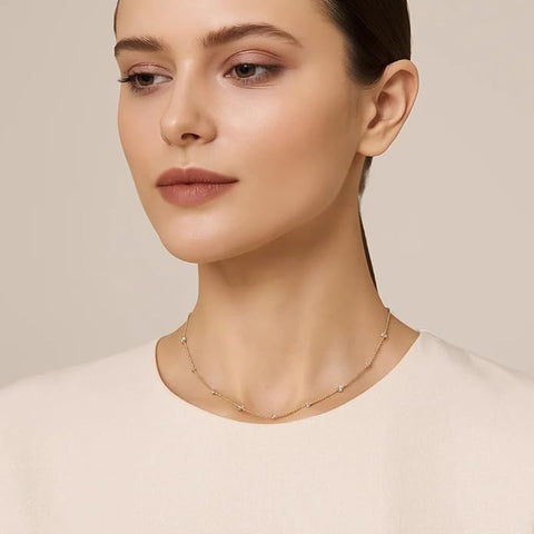 BRIA BY SAAR 925 Sterling Silver Gold Plated Necklace Chain for Women & Girls | Elegant Lightweight Daily Wear Jewellery | Sparkling Minimalist Accessory for Parties & Gifting