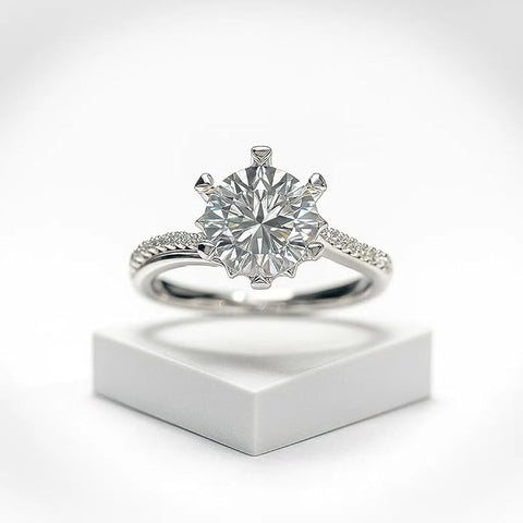BRIA BY SAAR 925 Sterling Silver Solitaire Ring for Women & Girls | Elegant Adjustable Finger Ring with Brilliant Round Cut Stone & Carved Band