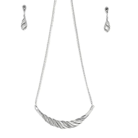 BRIA BY SAAR 925 Sterling Silver Marcasite Necklace & Earrings Set for Women & Girls | Elegant Antique Finish Vintage-Inspired Fine Jewellery | Stylish Party & Ethnic Wear