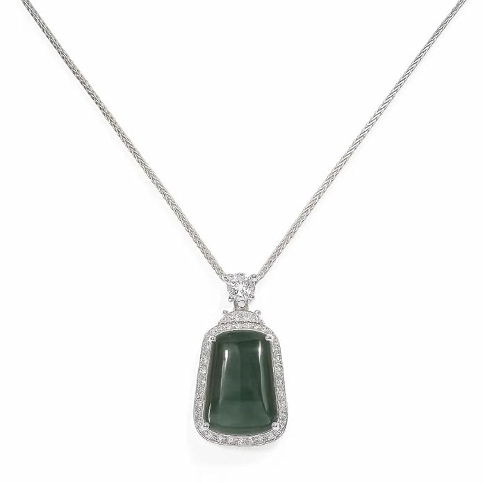 BRIA BY SAAR 925 Sterling Silver Green Stone Pendant Necklace | Elegant & Timeless Fine Jewellery | Versatile Accessory for Daily & Party Wear