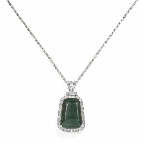BRIA BY SAAR 925 Sterling Silver Green Stone Pendant Necklace | Elegant & Timeless Fine Jewellery | Versatile Accessory for Daily & Party Wear