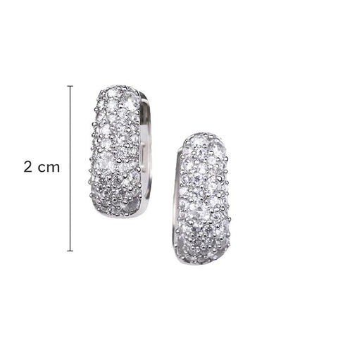 BRIA BY SAAR 925 Sterling Silver Huggie Hoop Earrings for Women | Sparkling Pavé CZ Stone Encrusted Small Hoops | Elegant Minimalist Daily & Party Wear Fine Jewellery | Hypoallergenic