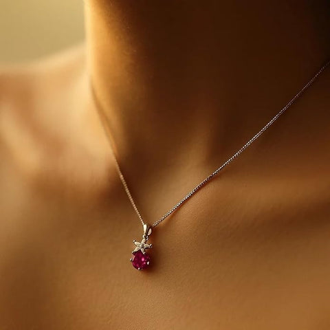 BRIA BY SAAR 925 Sterling Silver Pendant for Women & Girls | Elegant Floral Design with Sparkling Pink Stone | Silver Jewelry Gift (Without Chain)