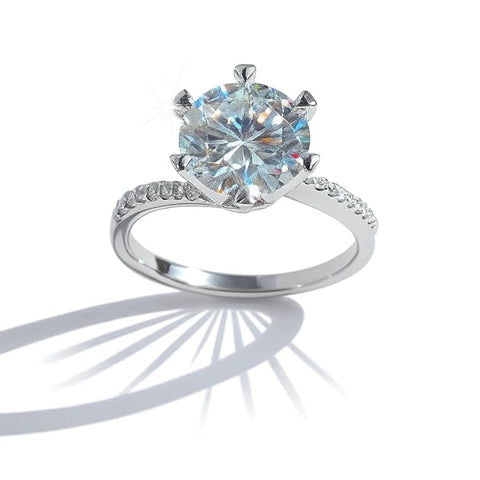 BRIA BY SAAR 925 Sterling Silver Adjustable Solitaire Ring | Elegant Carved Band with Round-Cut Sparkling Stone | Fine Jewellery for Engagement, Anniversary & Daily Wear | Gift for Women & Girls