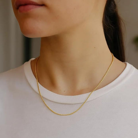 BRIA BY SAAR 925 Sterling Silver Gold Plated Necklace Chain for Women & Girls | Elegant Lightweight Jewelry | Stylish Chain for Party & Casual Outfits