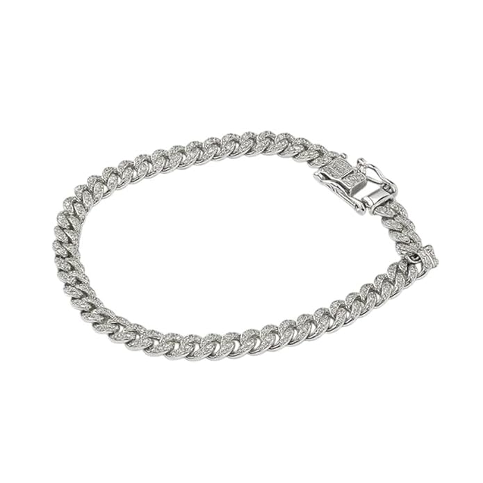 BRIA BY SAAR 925 Sterling Silver Cuban Link Chain Bracelet for Men | Bold Heavy-Duty Masculine Wristwear | High-Polish Luxury Statement Jewellery | Hypoallergenic & Skin-Friendly