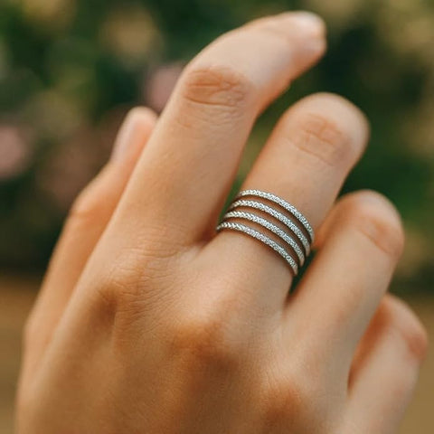 BRIA BY SAAR 925 Sterling Silver Multi-Layer Finger Ring | Lightweight Adjustable Band | Sleek & Stylish Gift for Women, Girls & Wife