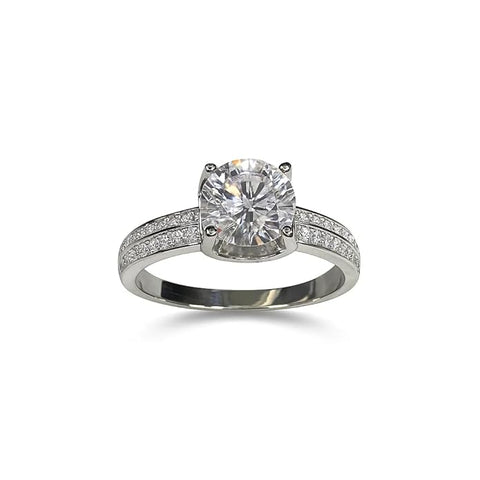 BRIA BY SAAR 925 Sterling Silver Solitaire Ring for Women & Girls | Sparkling Polka Dot CZ Band | Elegant Everyday & Party Fine Jewellery