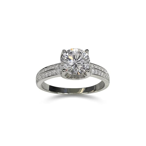 BRIA BY SAAR 925 Sterling Silver Solitaire Ring for Women & Girls | Sparkling Polka Dot CZ Band | Elegant Everyday & Party Fine Jewellery