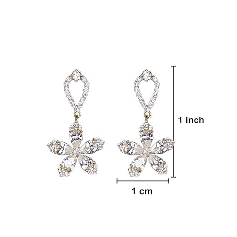 925 Silver Jewellery Luxury Floral Crystal Drop Earrings for Women – Designer-Inspired Statement Jewelry with Pave Stones – Ideal for Weddings, Parties & Special Occasions