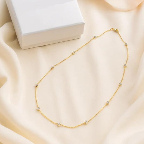925 Sterling Silver Gold Plated Necklace Chain for Women & Girls | Elegant Lightweight Jewelry with Sparkling Accents | Perfect for Festive Occasions, Traditional Outfits & Special Celebrations
